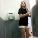 A hidden camera installed in a public restroom at a fast food restaurant records a pretty blonde girl pissing and trying to take a shit. Her butt opens up, but nothing comes out. Over a minute.